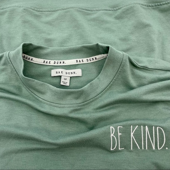 NEW Rae Dunn "BE KIND" terrycloth eucalyptus Classic Crewneck Sweatshirt small - Picture 9 of 16
